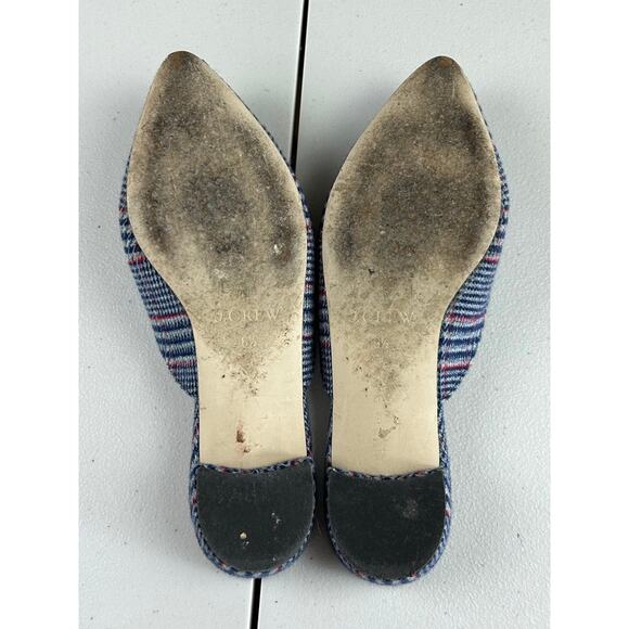 J. Crew Plaid Tweed Slip On Pointed Toe Cloth and Leather Flats Sz 6.5 MSRP $198 - Picture 9 of 9